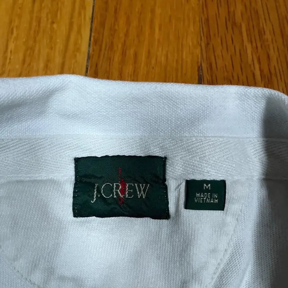 J. Crew Rugby Polo Shirt Short Sleeve Medium Blue White Striped Nautical Preppy